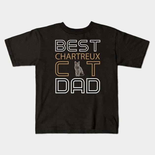 Best Chartreux Cat Dad Kids T-Shirt by AmazighmanDesigns